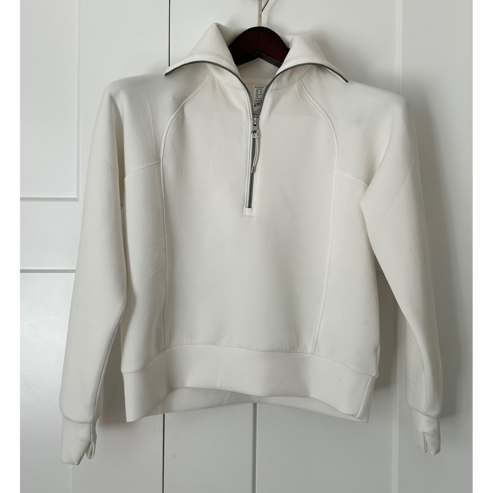 Spanx AirEssentials Half Zip Pullover White Sweatshirt S Small